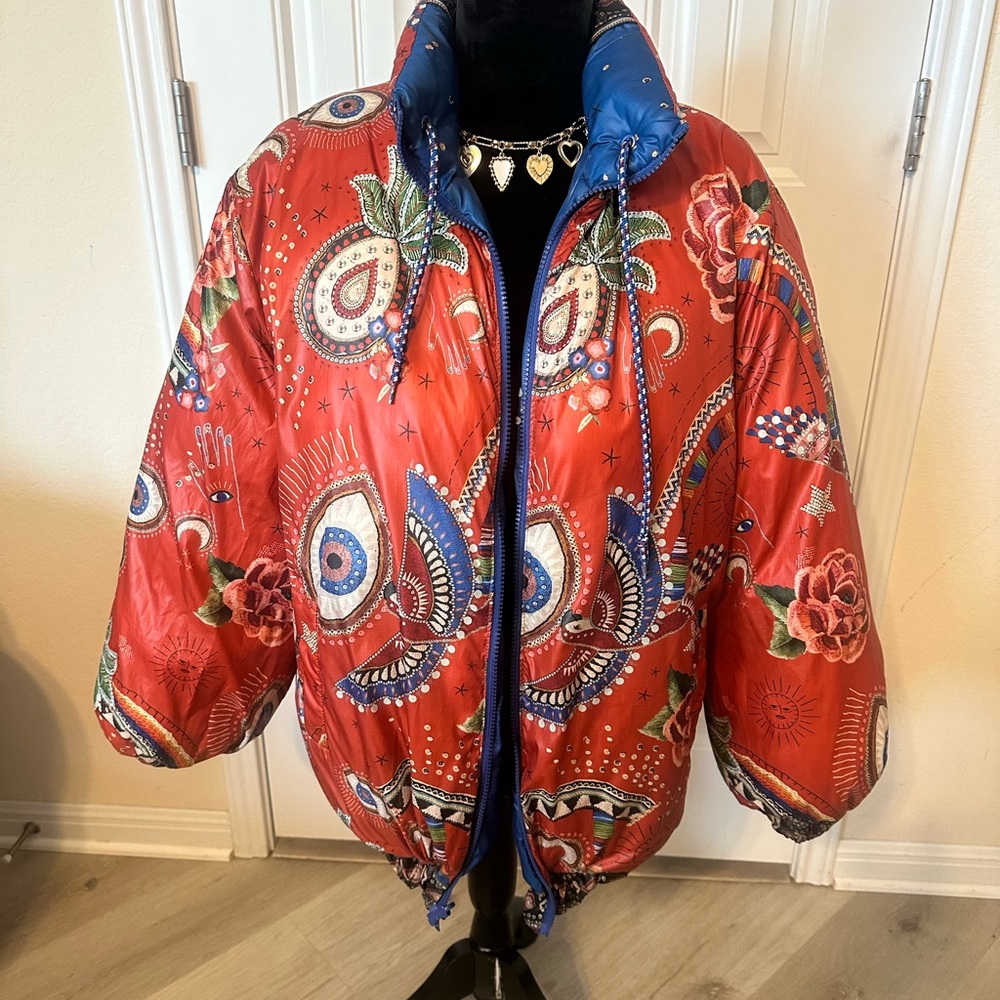 Farm Rio Reversible Mystic Puffer Jacket size S/M - Picture 10 of 12